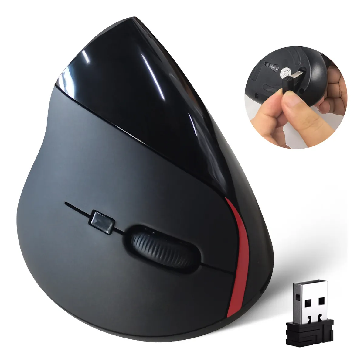 Moyac ME02 Mouse Vertical Inalámbrico Recargable Negro ergonómico